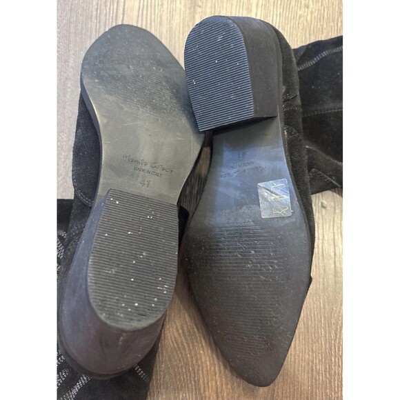 Manila Grace Black Western Suede Boots Size EU 41 US 10 Italy Zebra Interior - Picture 6 of 9